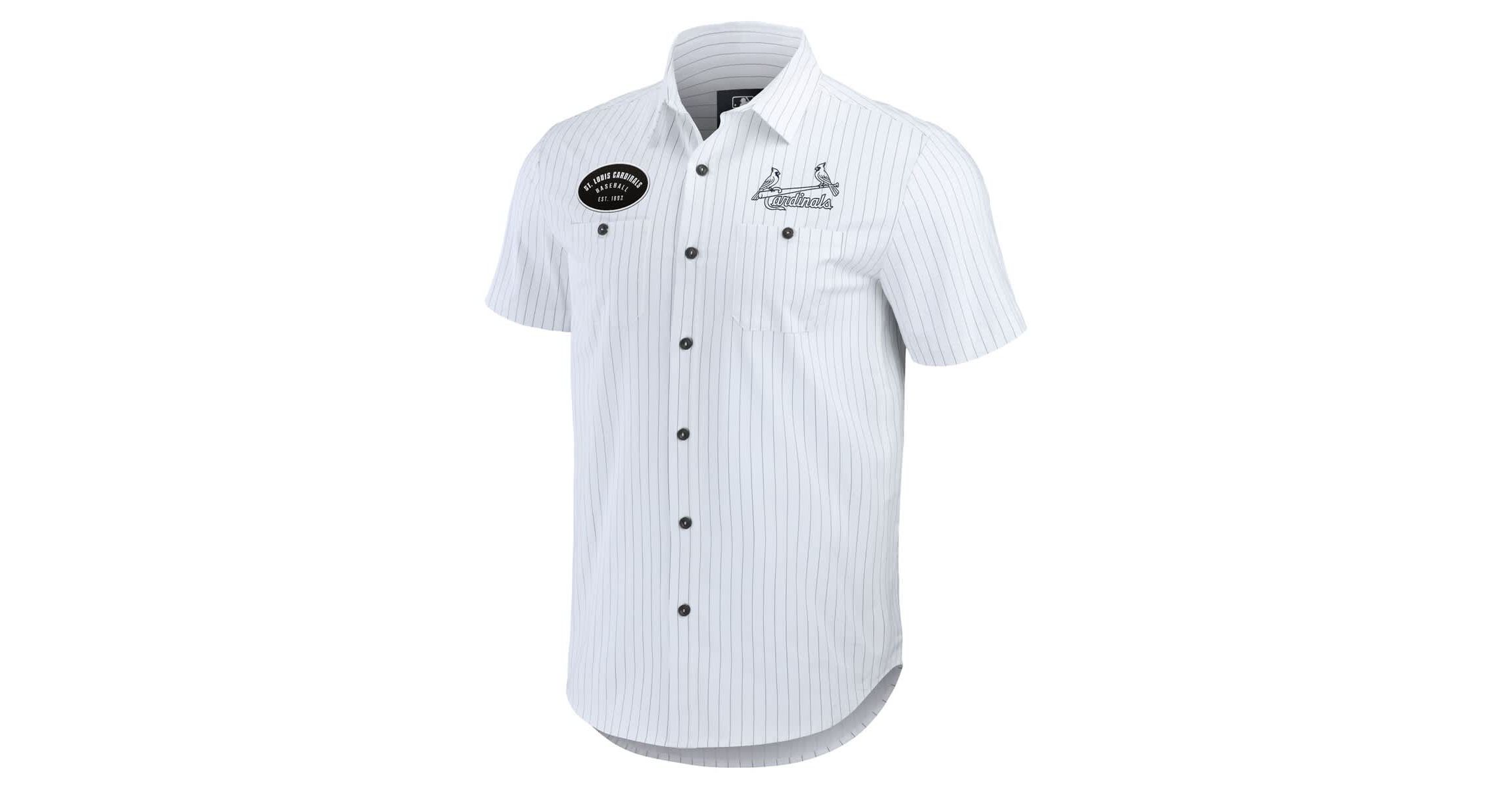 MLB St. Louis Cardinals Pin Stripe Short Sleeve Button-Up Shirt