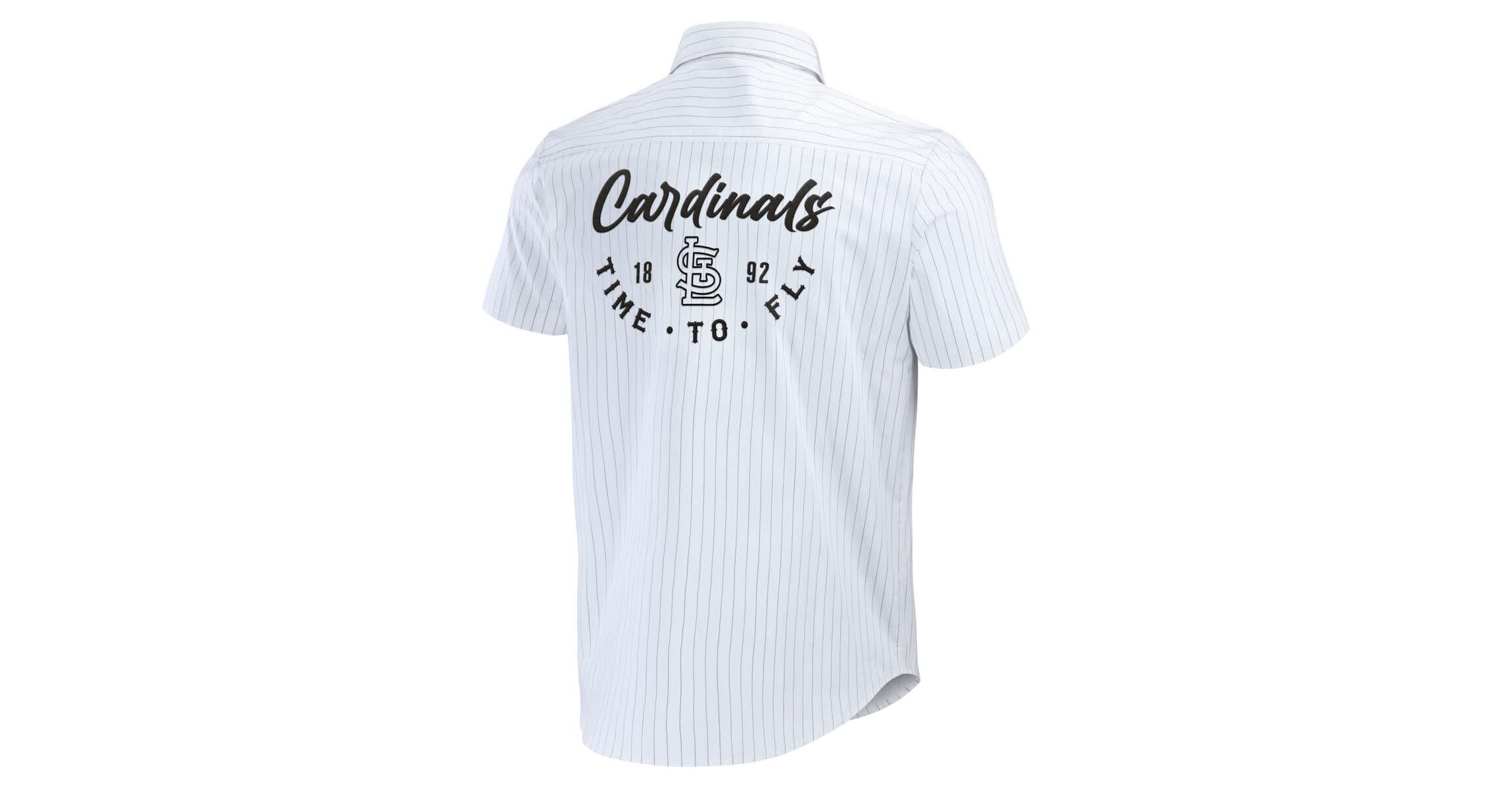 MLB St. Louis Cardinals Pin Stripe Short Sleeve Button-Up Shirt