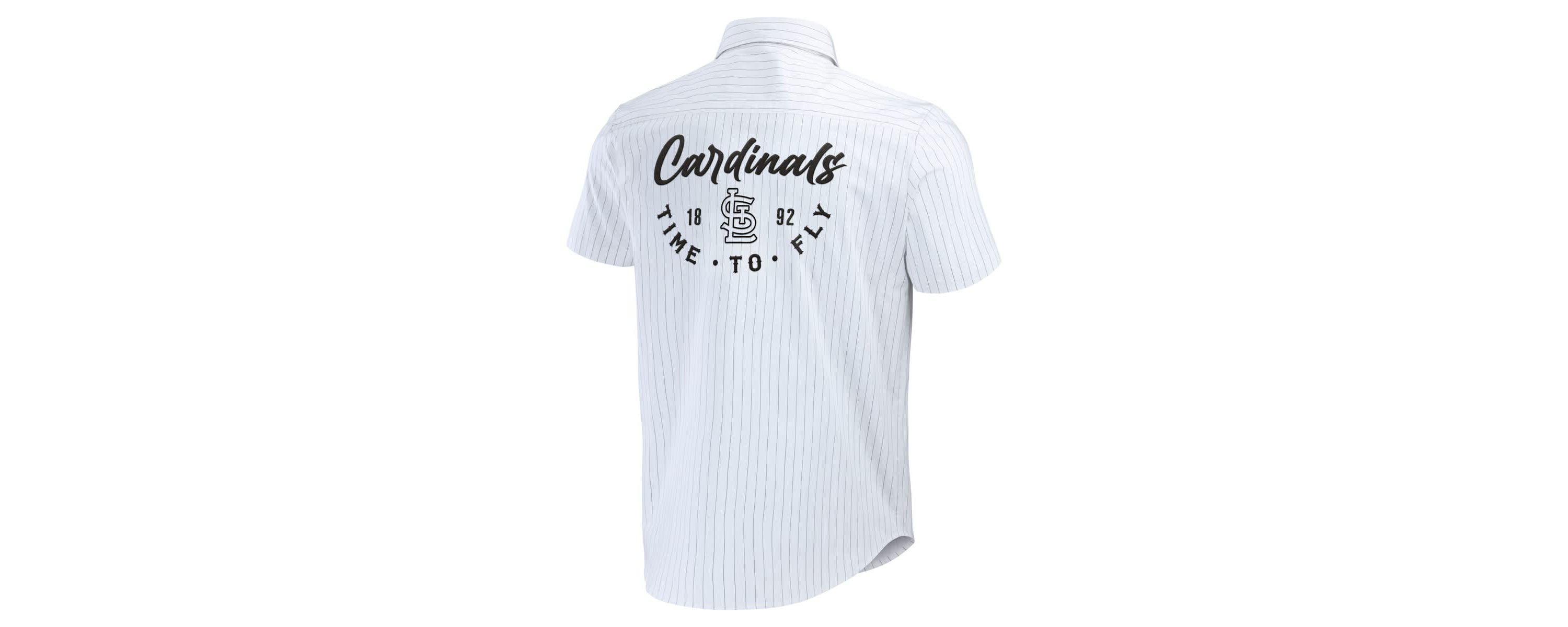 MLB St. Louis Cardinals Pin Stripe Short Sleeve Button-Up Shirt