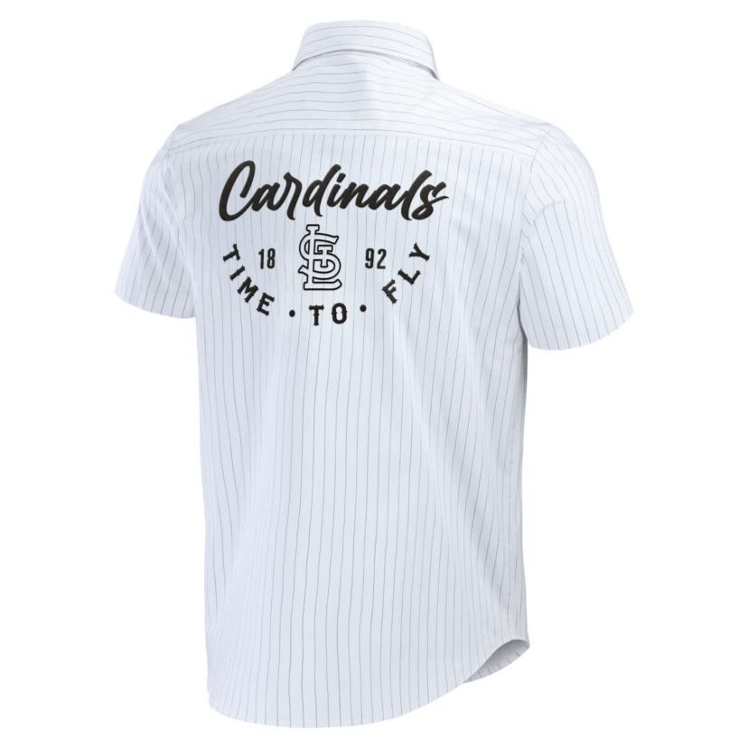 MLB St. Louis Cardinals Pin Stripe Short Sleeve Button-Up Shirt