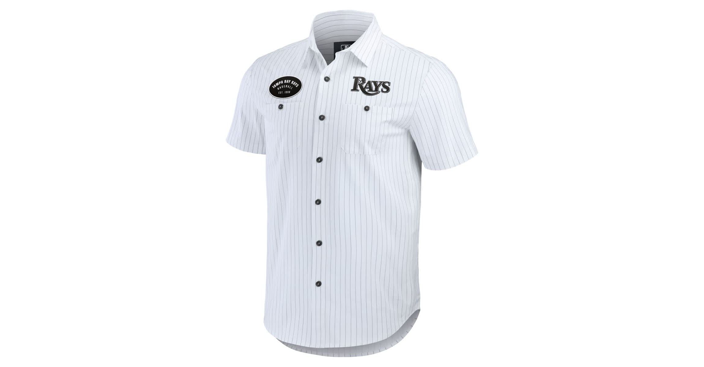 MLB Tampa Bay Rays Pin Stripe Short Sleeve Button-Up Shirt