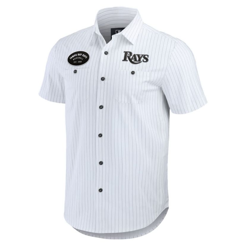 MLB Tampa Bay Rays Pin Stripe Short Sleeve Button-Up Shirt