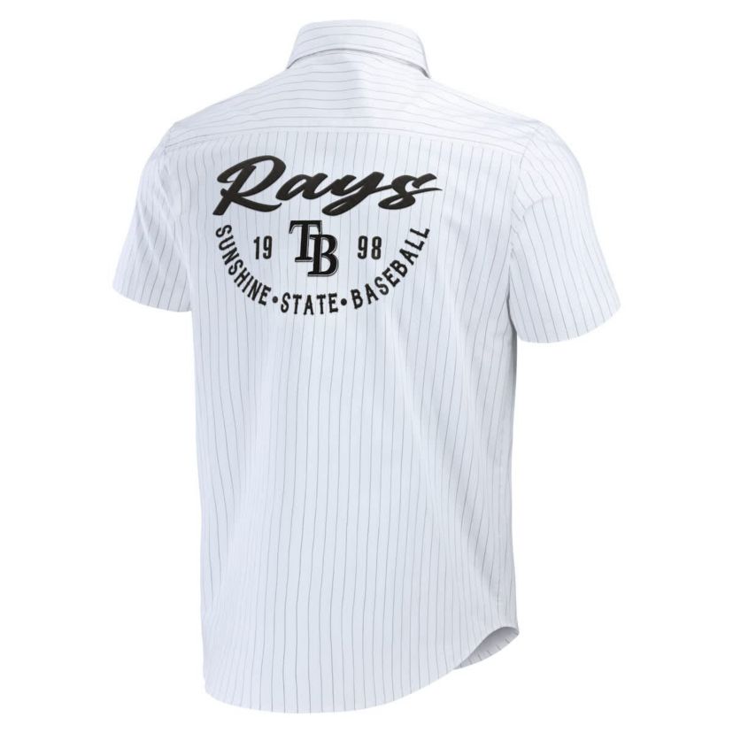 MLB Tampa Bay Rays Pin Stripe Short Sleeve Button-Up Shirt