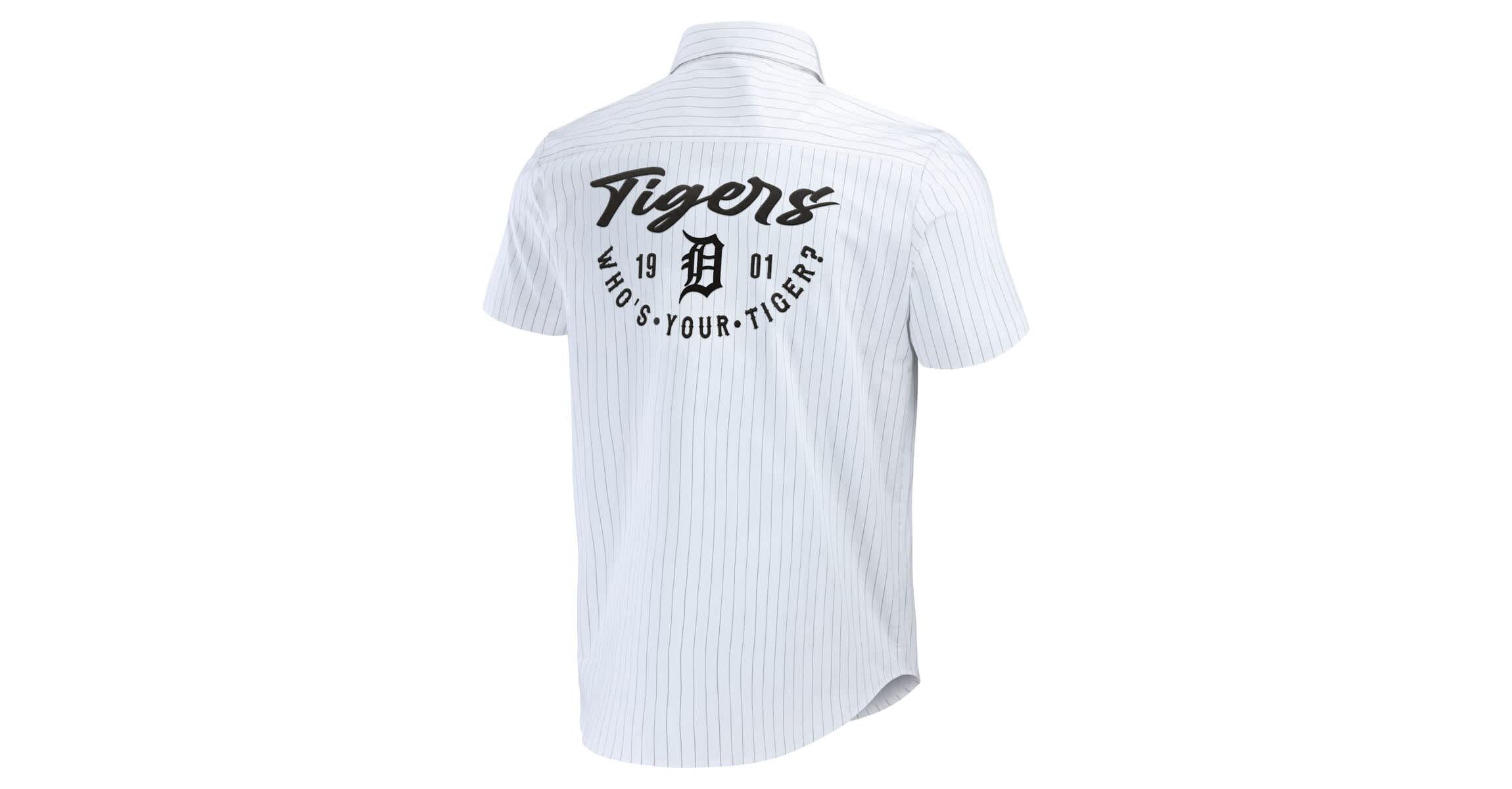 MLB Detroit Tigers Pin Stripe Short Sleeve Button-Up Shirt