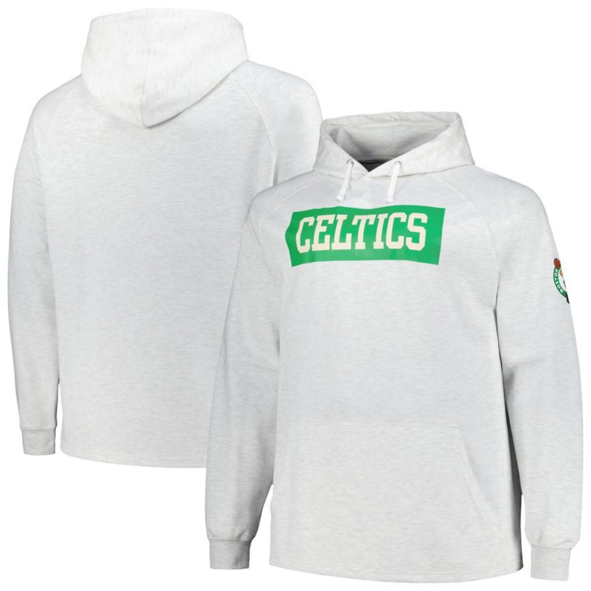 NBA Fanatics Boston Celtics Big & Tall Raglan Tri-Blend Pullover Hoodie