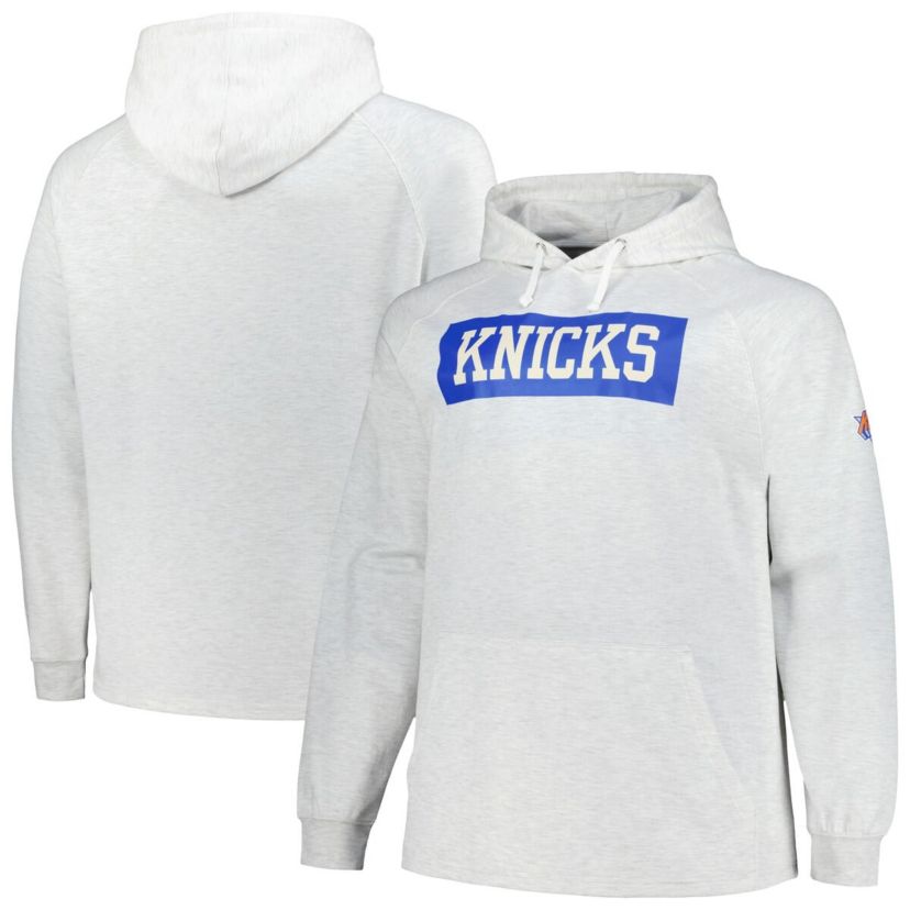 NBA Fanatics New York Knicks Big & Tall Raglan Tri-Blend Pullover Hoodie