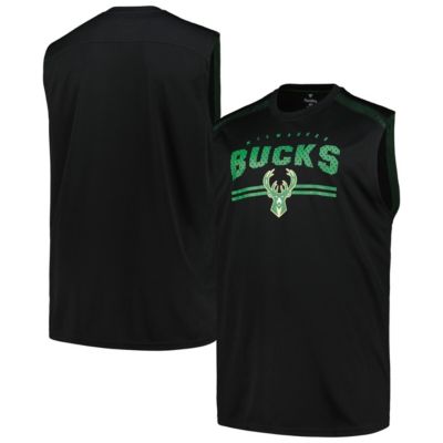 Men's NBA Fanatics Milwaukee Bucks Big & Tall Birdseye Muscle Tank Top, Black, 3XL Big