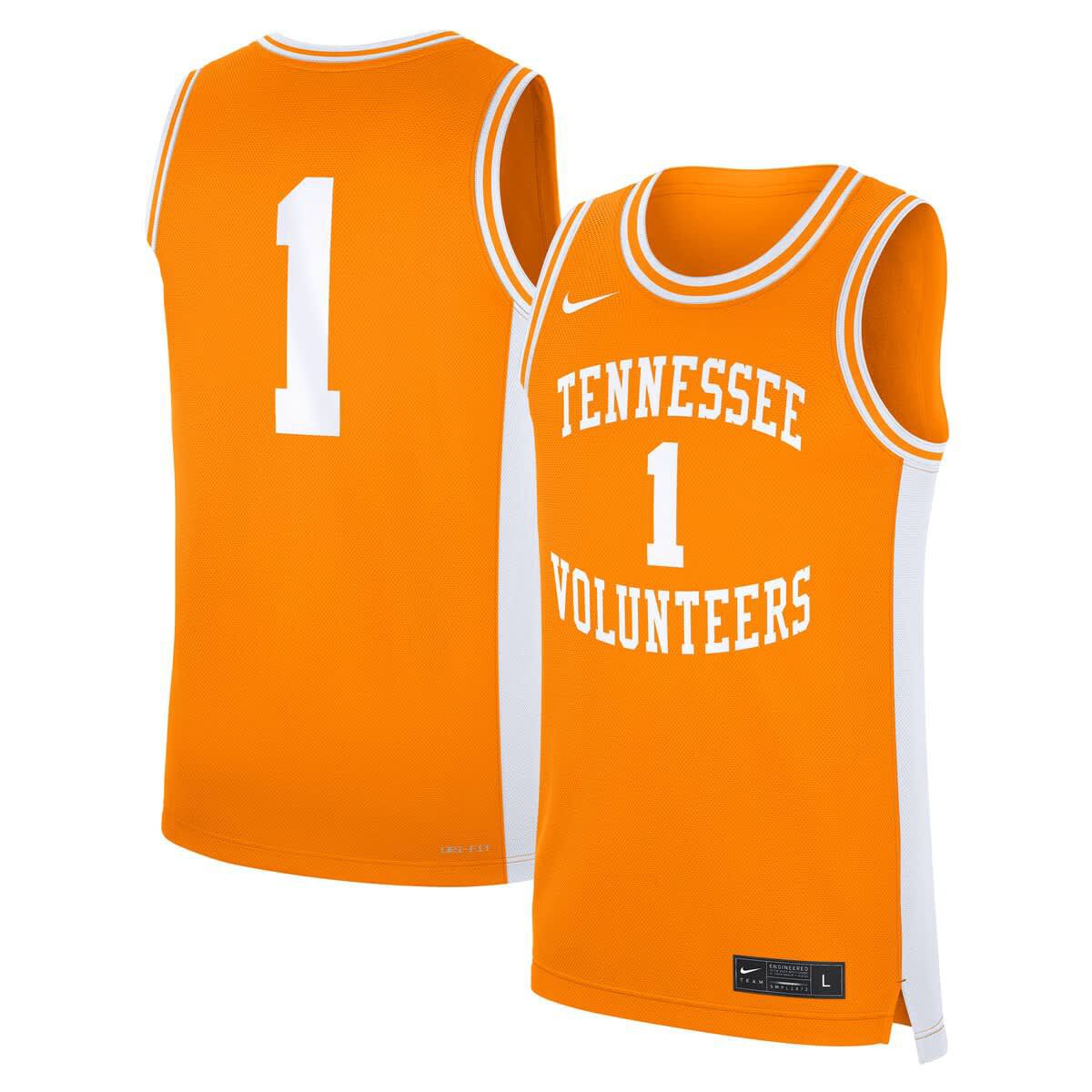 NCAA Nike #1 Tennessee Tennessee Volunteers Road Replica Jersey