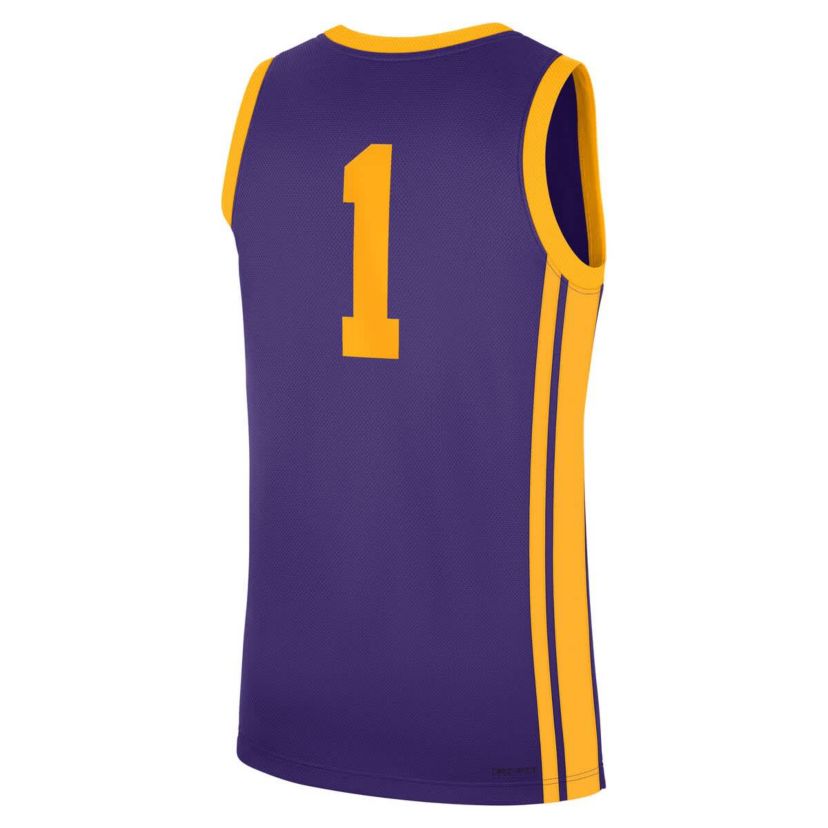 NCAA Nike #1 LSU Tigers Road Replica Jersey