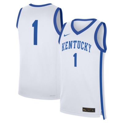 Men's NCAA Nike #1 Kentucky Wildcats Home Replica Jersey, White, Large