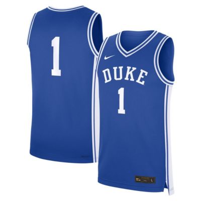 Men's Duke Blue Devils NCAA Nike #1 Duke Devils Road Replica Jersey, Large