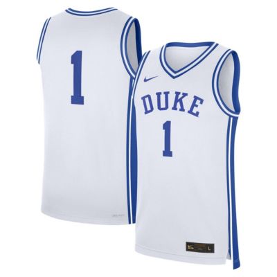 Men's Duke Blue Devils NCAA Nike #1 Duke Devils Home Replica Jersey, White, XL