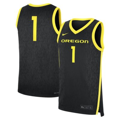 Men's NCAA Nike #1 Oregon Ducks Alternate Replica Jersey, Black, Large