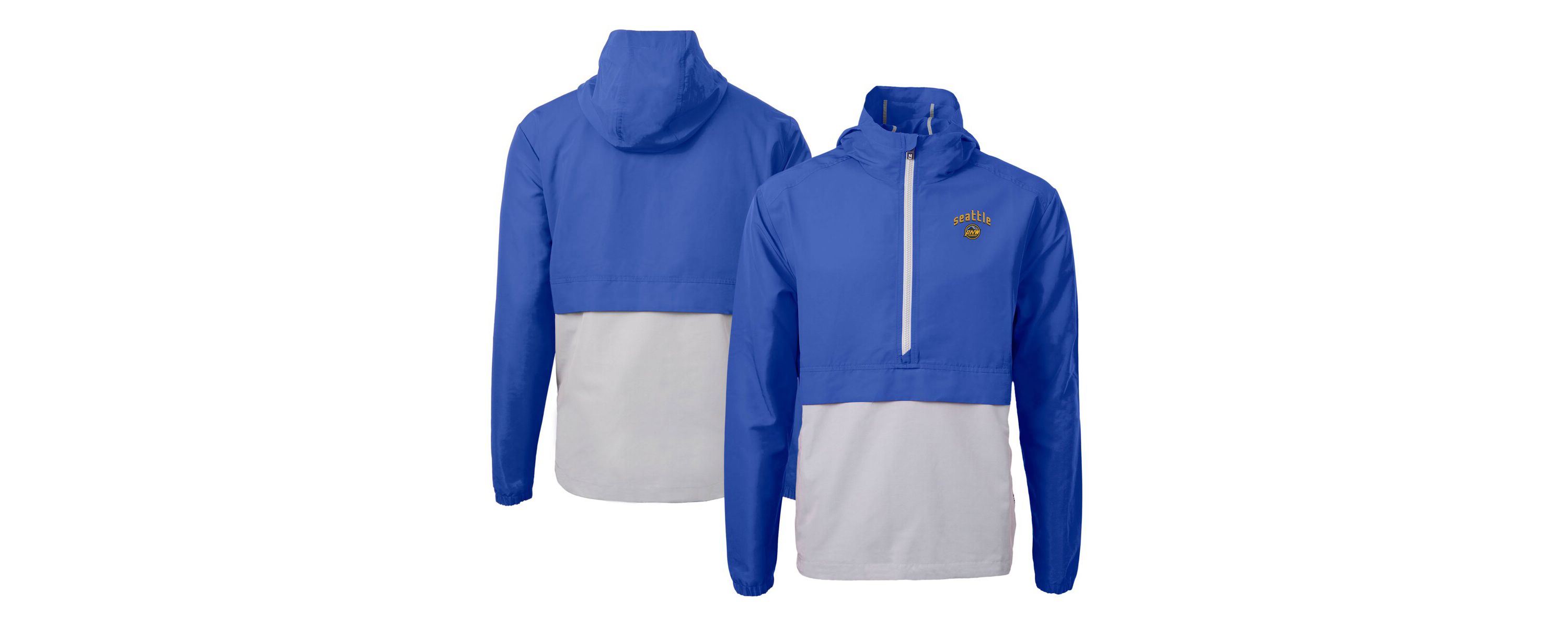 MLB Blue/Gray Seattle Mariners City Connect Charter Eco Recycled Half-Zip Anorak Jacket