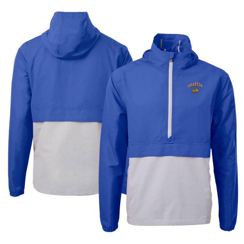 MLB Blue/Gray Seattle Mariners City Connect Charter Eco Recycled Half-Zip Anorak Jacket