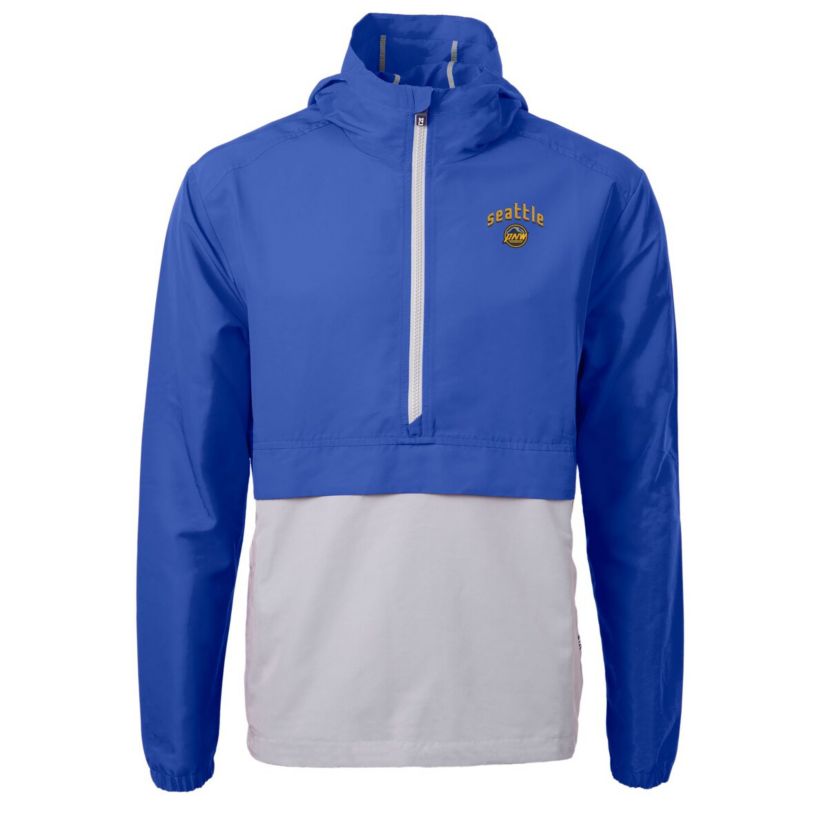 MLB Blue/Gray Seattle Mariners City Connect Charter Eco Recycled Half-Zip Anorak Jacket