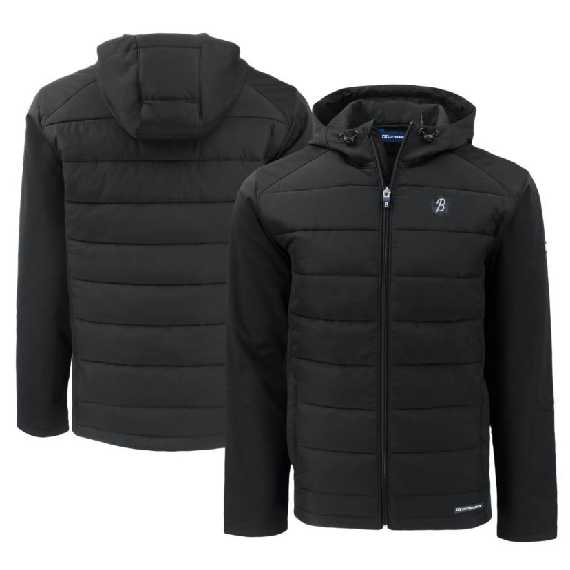 MLB Baltimore Orioles City Connect Evoke Hybrid Eco Softshell Recycled Full-Zip Hooded Jacket