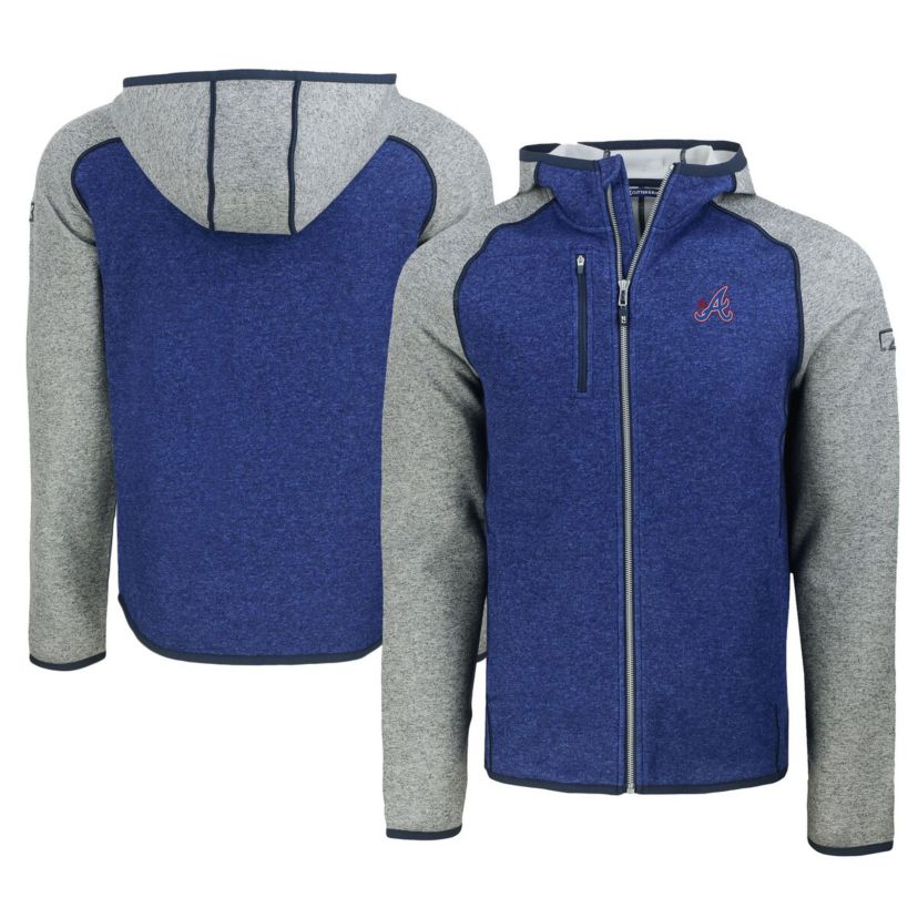 MLB Heather Blue/Heather Atlanta Braves City Connect Mainsail Full-Zip Hoodie