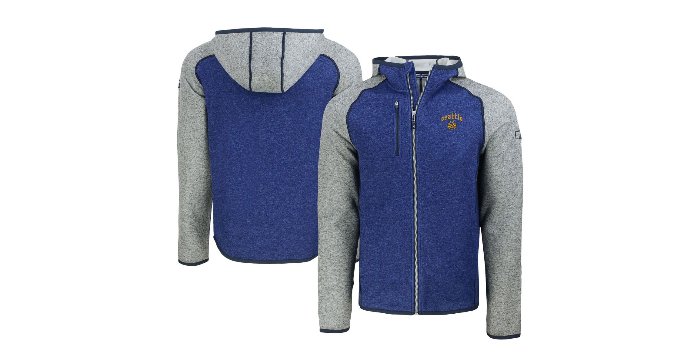 MLB Heather Blue/Heather Seattle Mariners City Connect Mainsail Full-Zip Hoodie