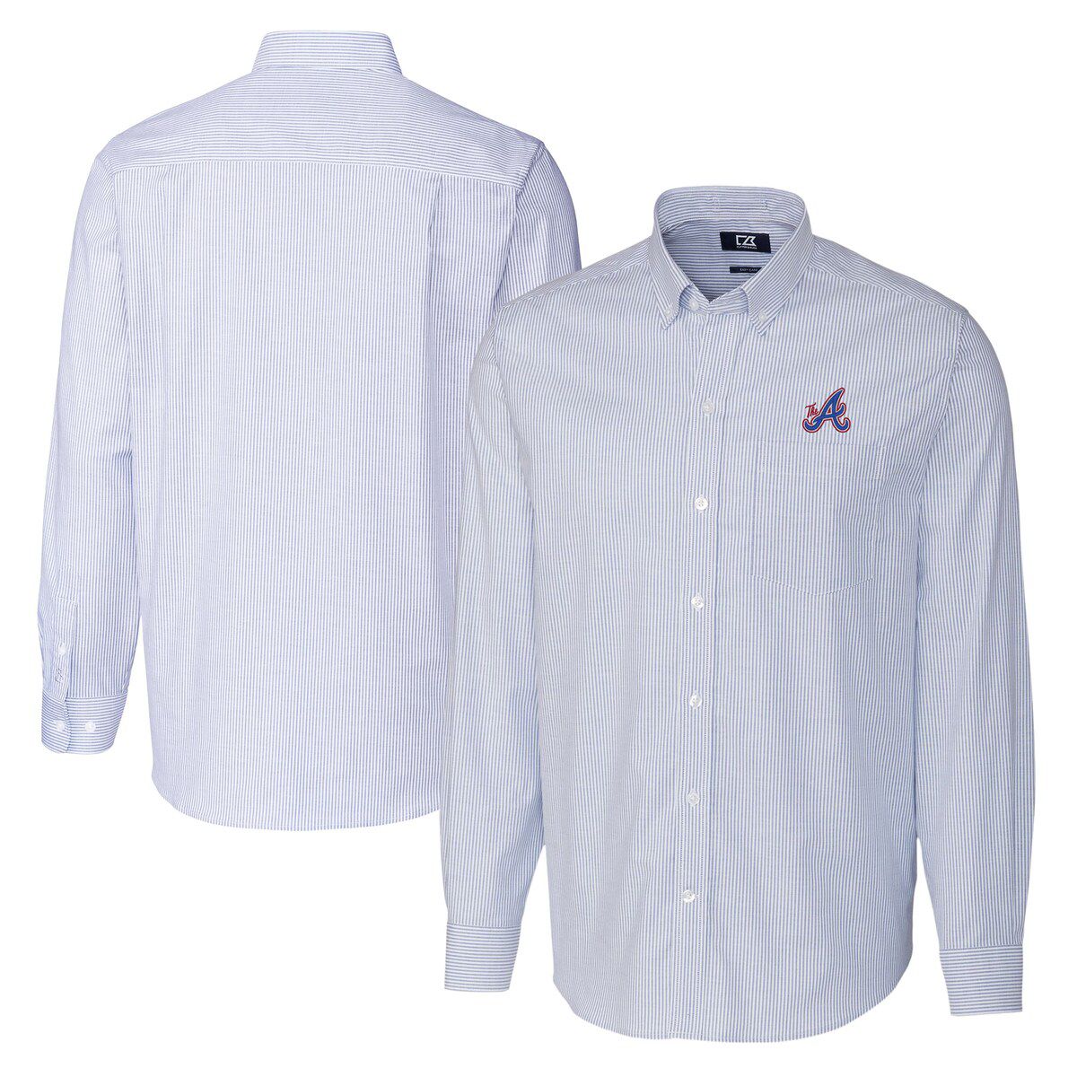 MLB Atlanta Braves City Connect Oxford Stretch Stripe Long Sleeve Button-Down Dress Shirt