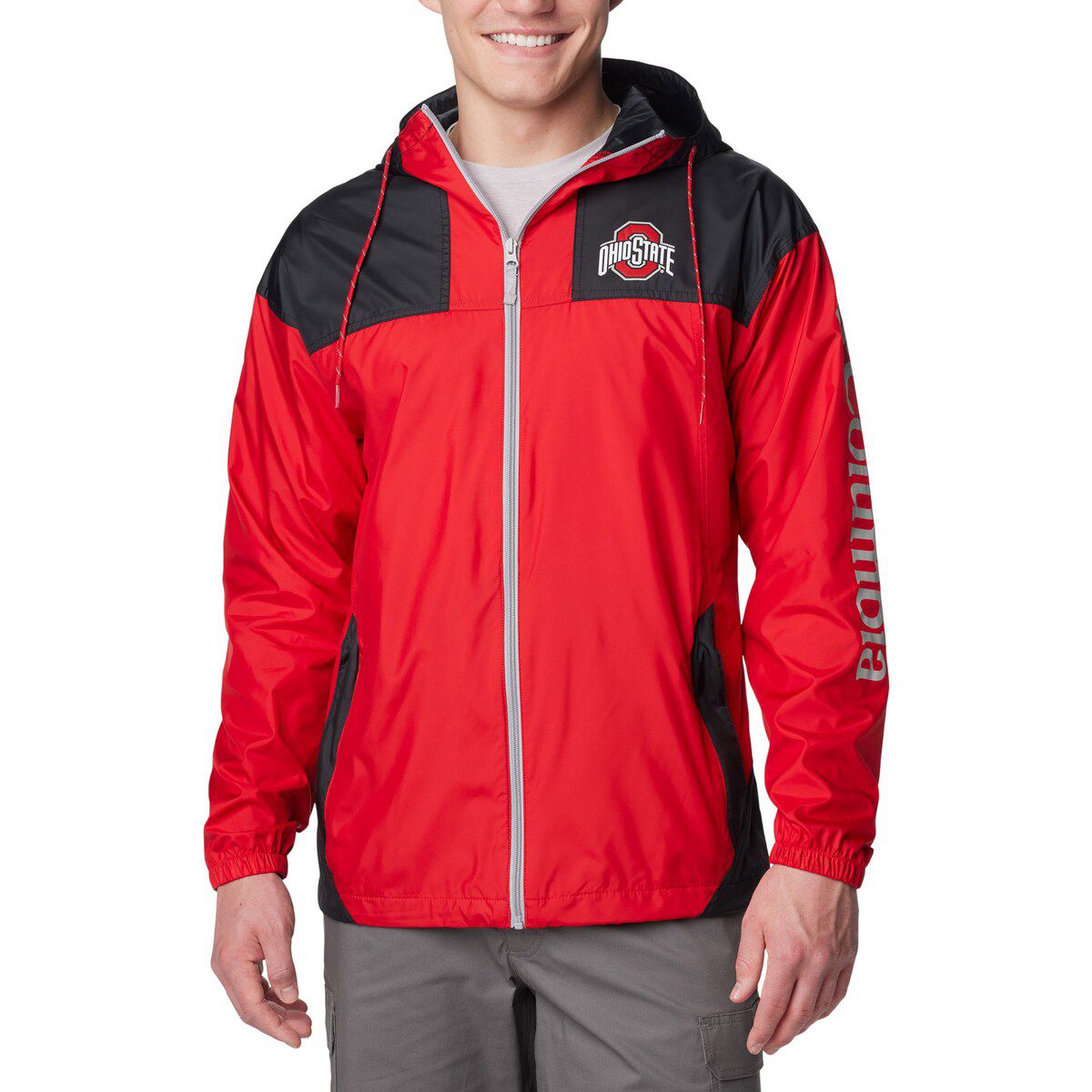 NCAA Ohio State Buckeyes Flash Challenger Omni-Shade Full-Zip Windbreaker Hoodie Jacket