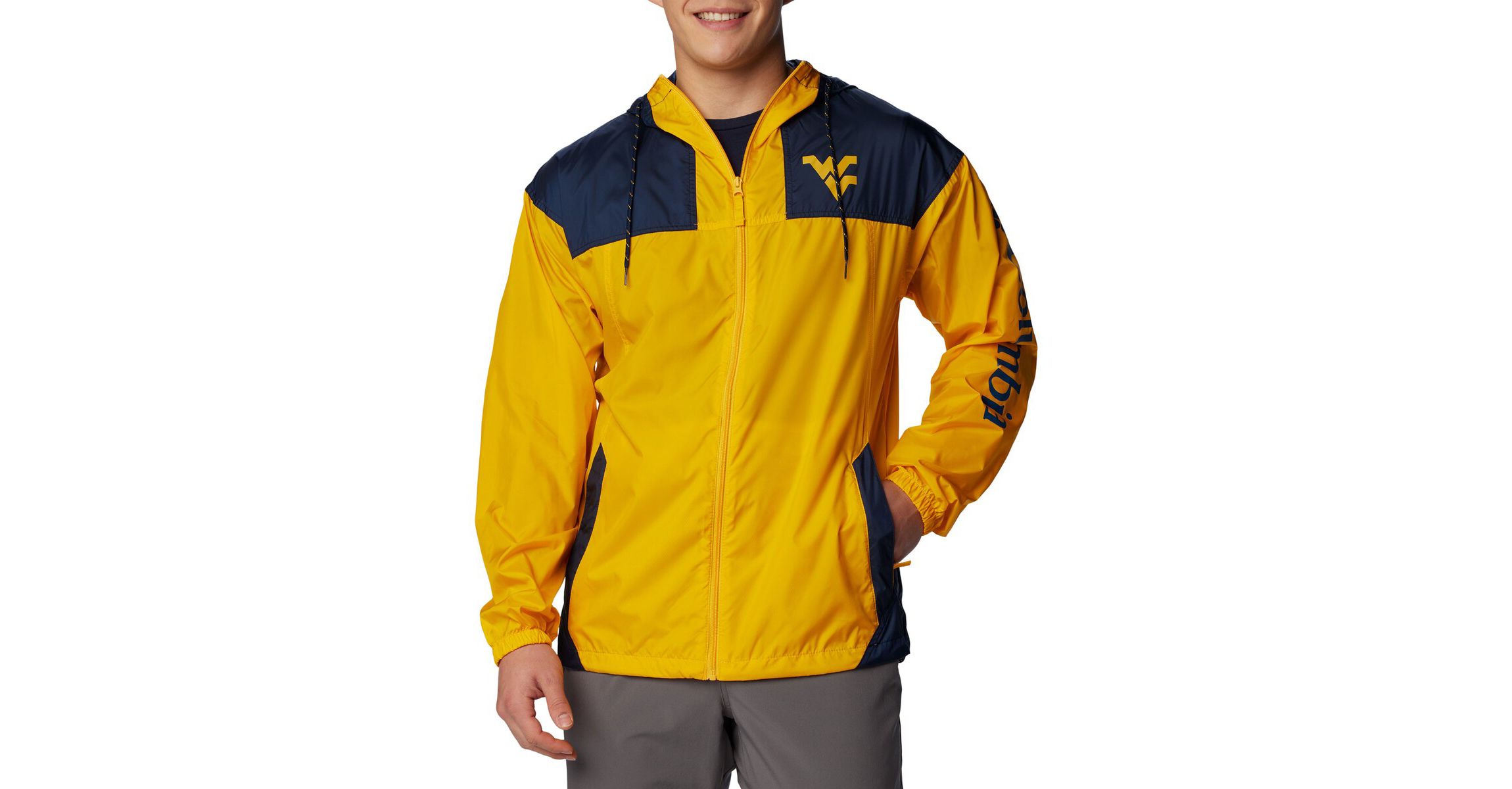 NCAA West Virginia Mountaineers Flash Challenger Omni-Shade Full-Zip Windbreaker Hoodie Jacket