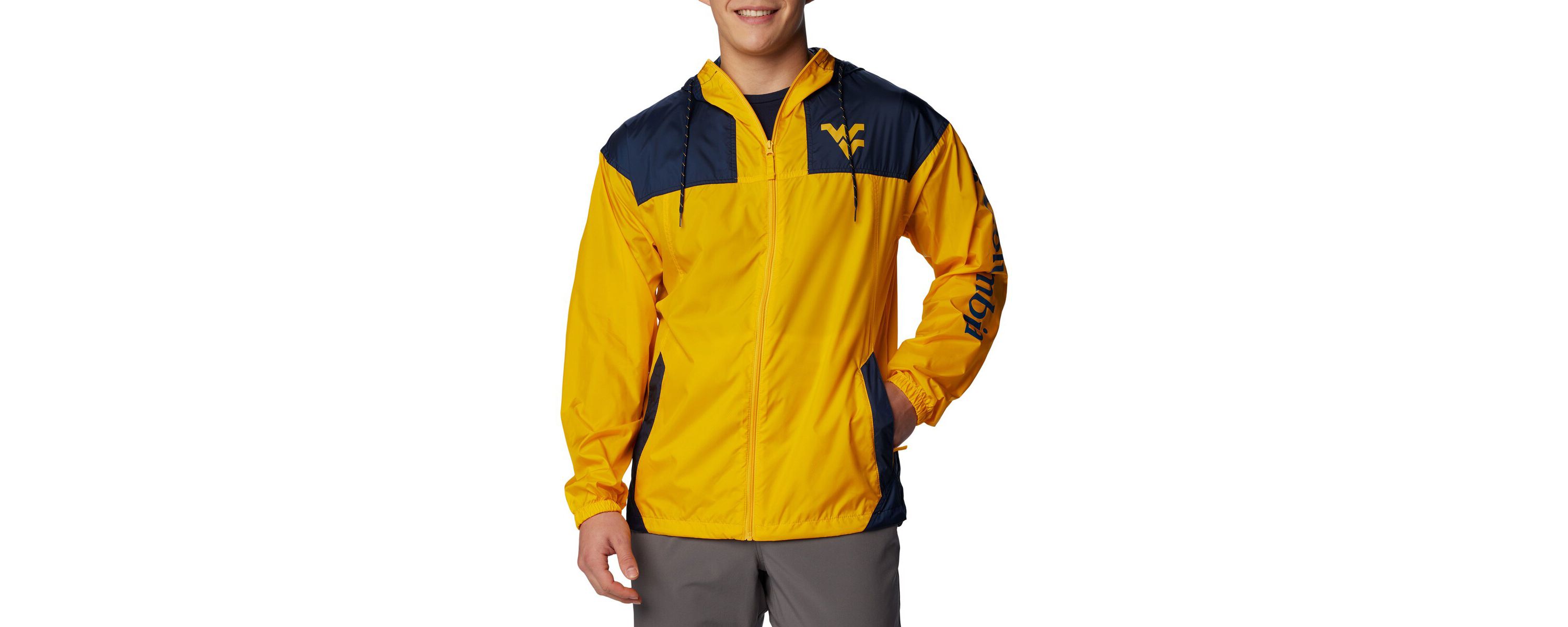 NCAA West Virginia Mountaineers Flash Challenger Omni-Shade Full-Zip Windbreaker Hoodie Jacket