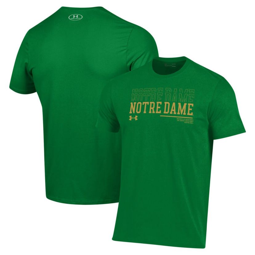 NCAA Under Armour Notre Dame Fighting Irish 2024 Sideline Wordmark Performance T-Shirt