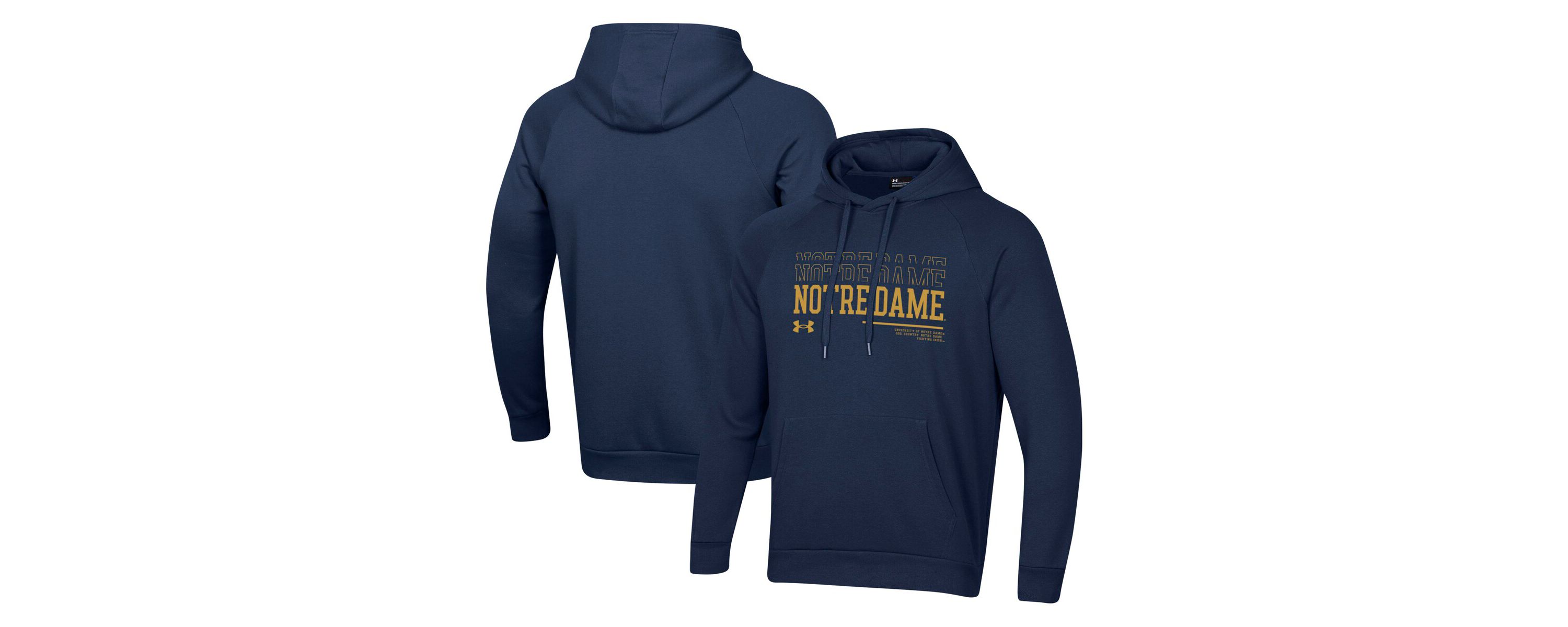 NCAA Under Armour Notre Dame Fighting Irish 2024 Sideline Wordmark Rival Pullover Hoodie