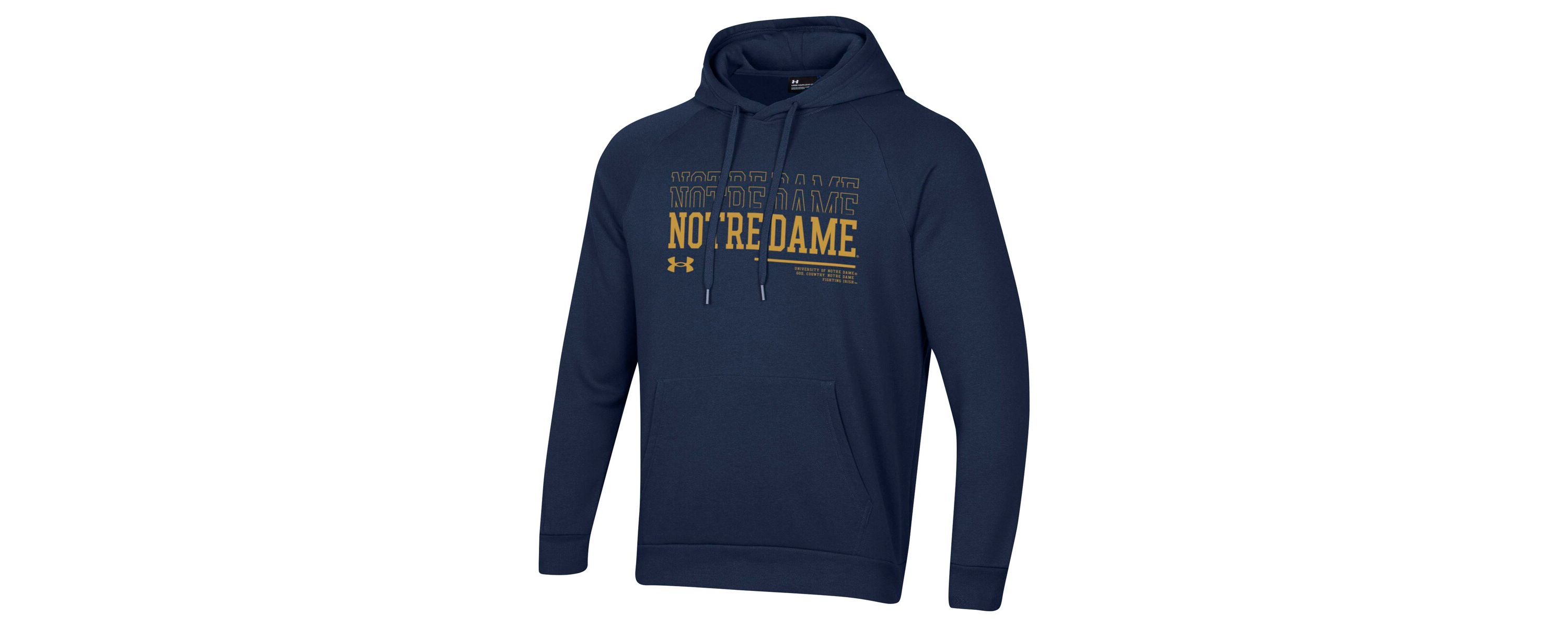 NCAA Under Armour Notre Dame Fighting Irish 2024 Sideline Wordmark Rival Pullover Hoodie