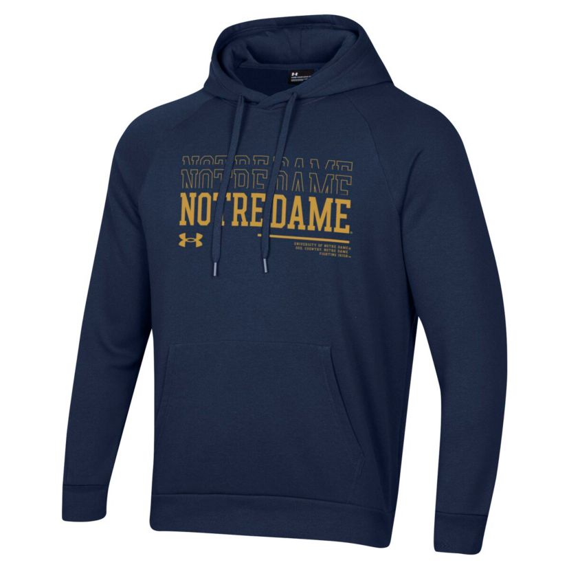 NCAA Under Armour Notre Dame Fighting Irish 2024 Sideline Wordmark Rival Pullover Hoodie