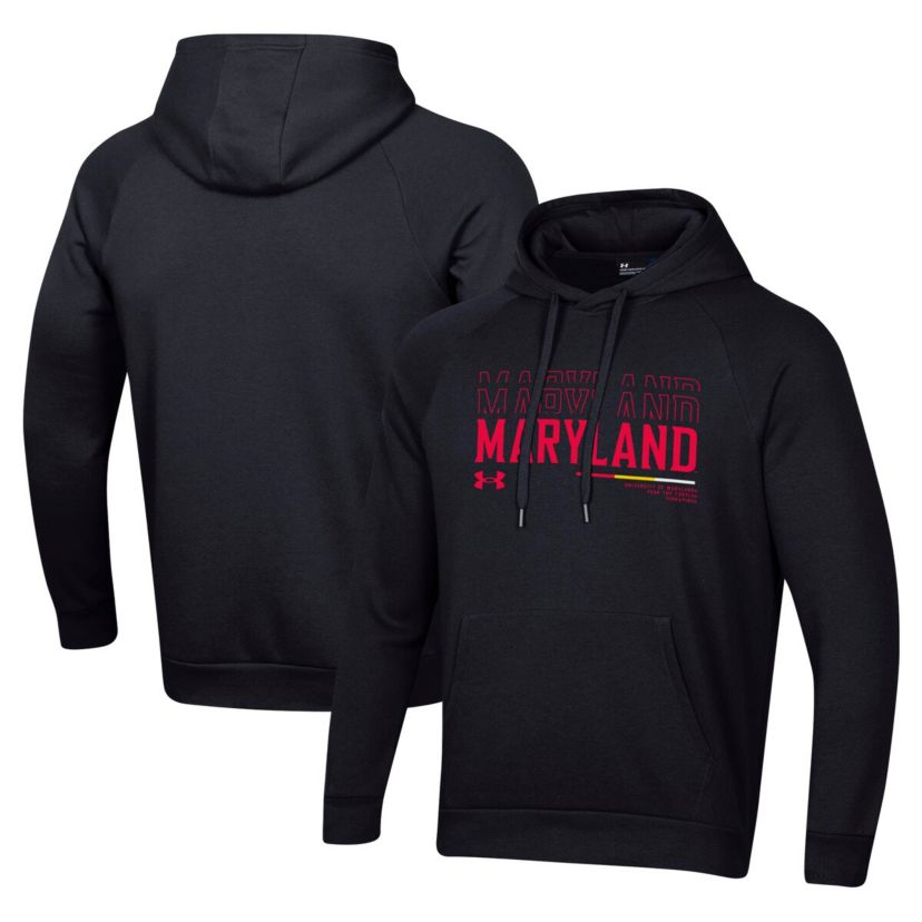 NCAA Under Armour Maryland Terrapins 2024 Sideline Wordmark Rival Pullover Hoodie