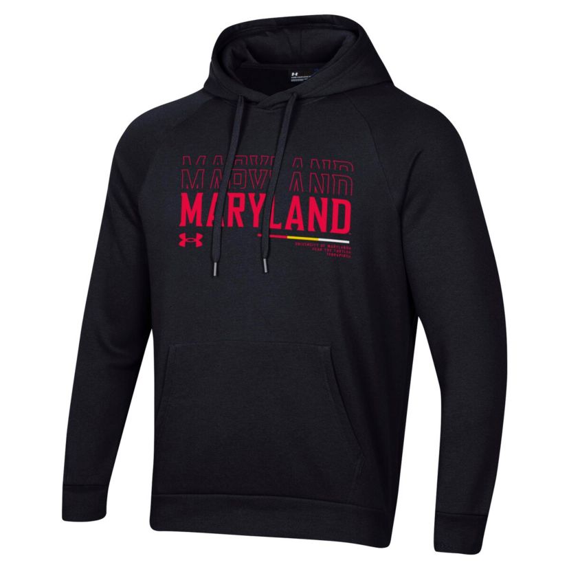 NCAA Under Armour Maryland Terrapins 2024 Sideline Wordmark Rival Pullover Hoodie