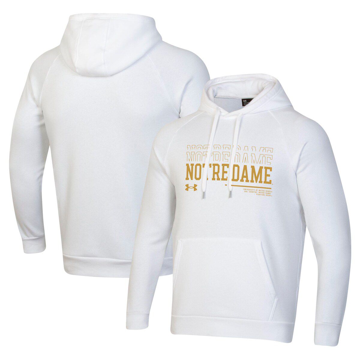 NCAA Under Armour Notre Dame Fighting Irish 2024 Sideline Wordmark Rival Pullover Hoodie