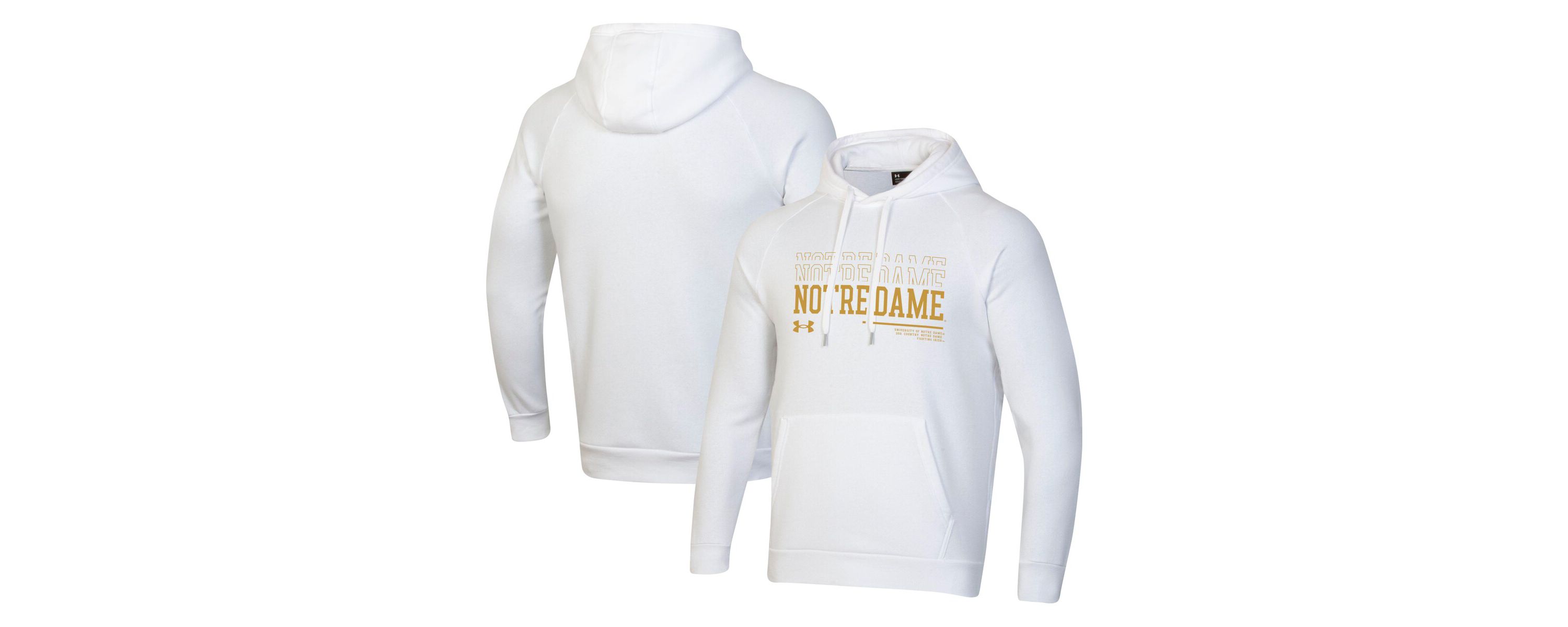 NCAA Under Armour Notre Dame Fighting Irish 2024 Sideline Wordmark Rival Pullover Hoodie