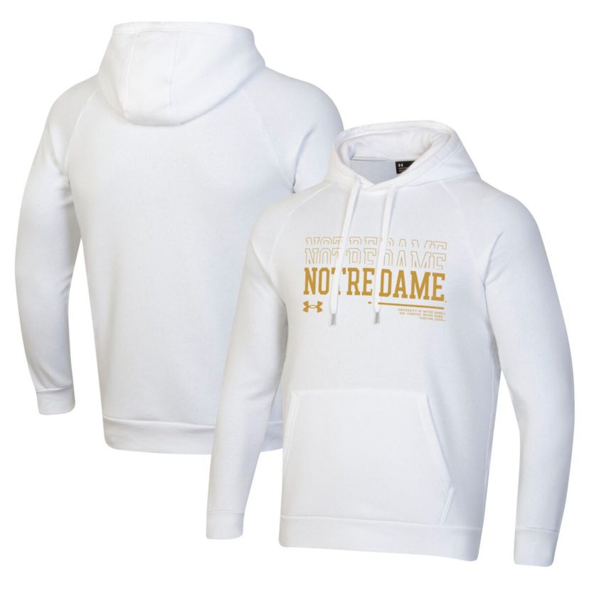 NCAA Under Armour Notre Dame Fighting Irish 2024 Sideline Wordmark Rival Pullover Hoodie