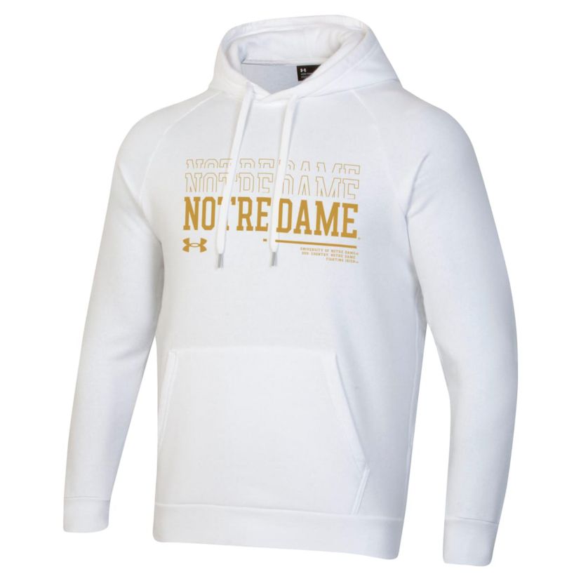 NCAA Under Armour Notre Dame Fighting Irish 2024 Sideline Wordmark Rival Pullover Hoodie