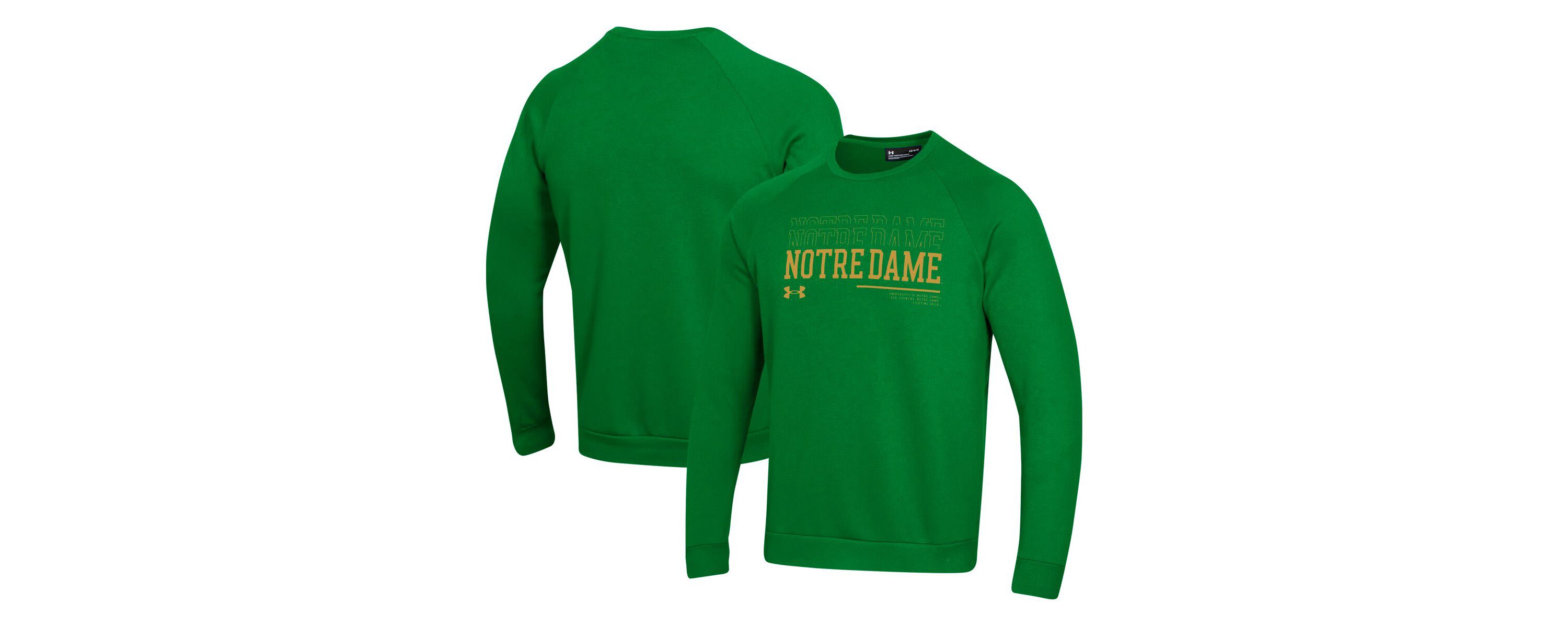 NCAA Under Armour Notre Dame Fighting Irish 2024/25 Sideline Wordmark Rival Raglan Pullover Sweatshirt