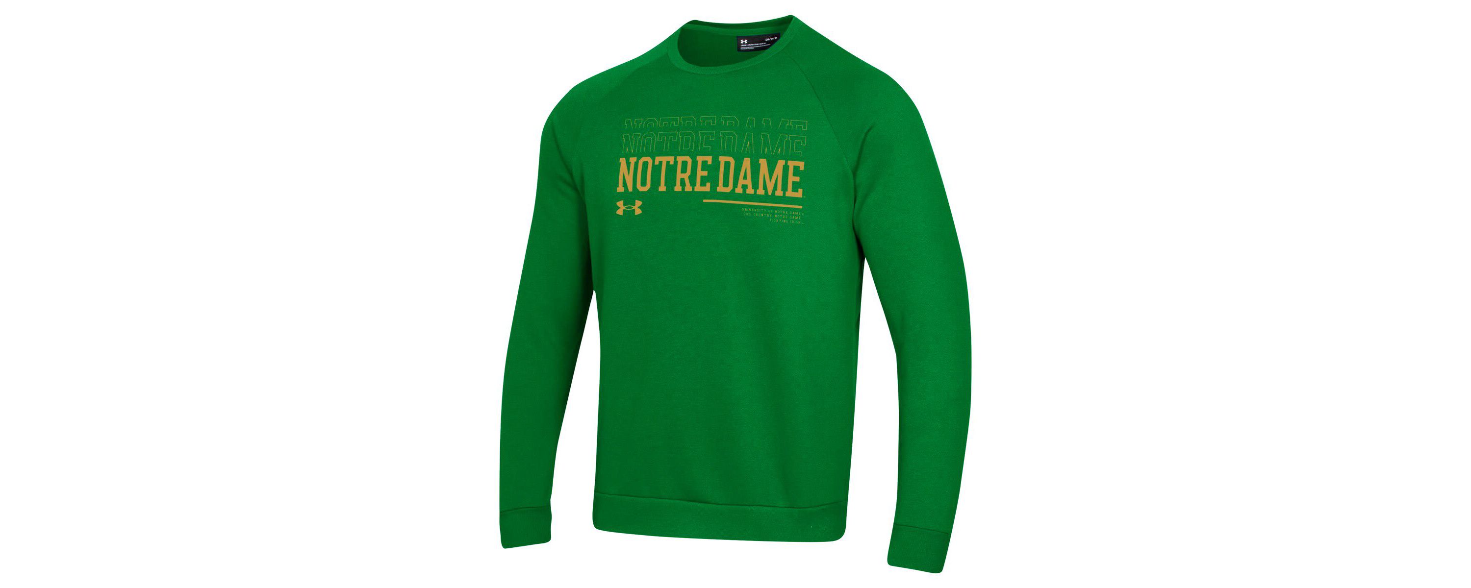 NCAA Under Armour Notre Dame Fighting Irish 2024/25 Sideline Wordmark Rival Raglan Pullover Sweatshirt