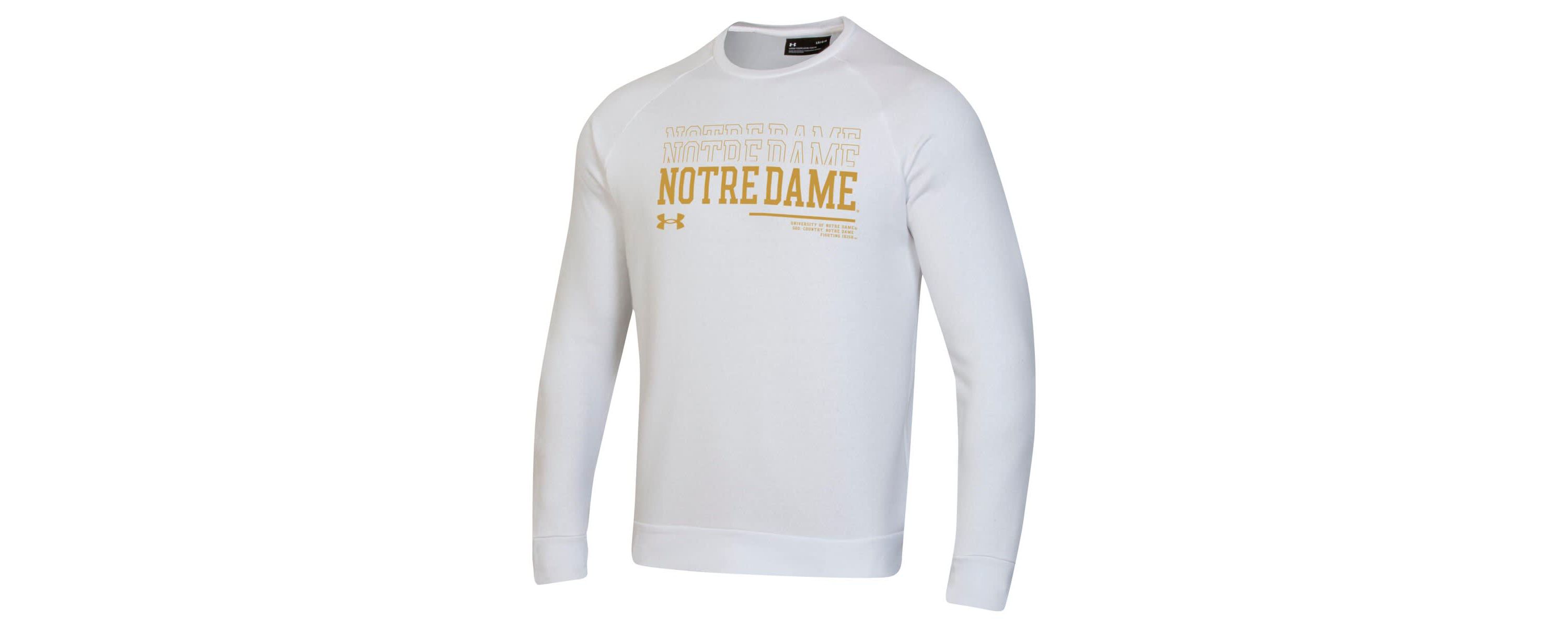 NCAA Under Armour Notre Dame Fighting Irish 2024/25 Sideline Wordmark Rival Raglan Pullover Sweatshirt