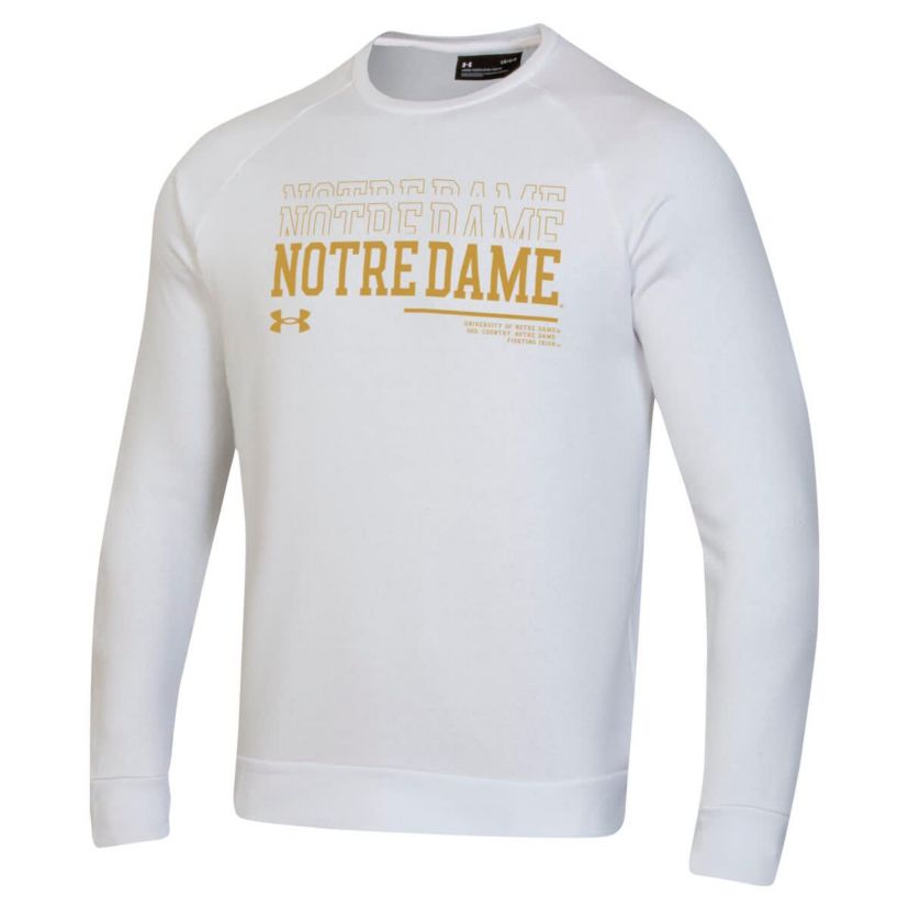 NCAA Under Armour Notre Dame Fighting Irish 2024/25 Sideline Wordmark Rival Raglan Pullover Sweatshirt