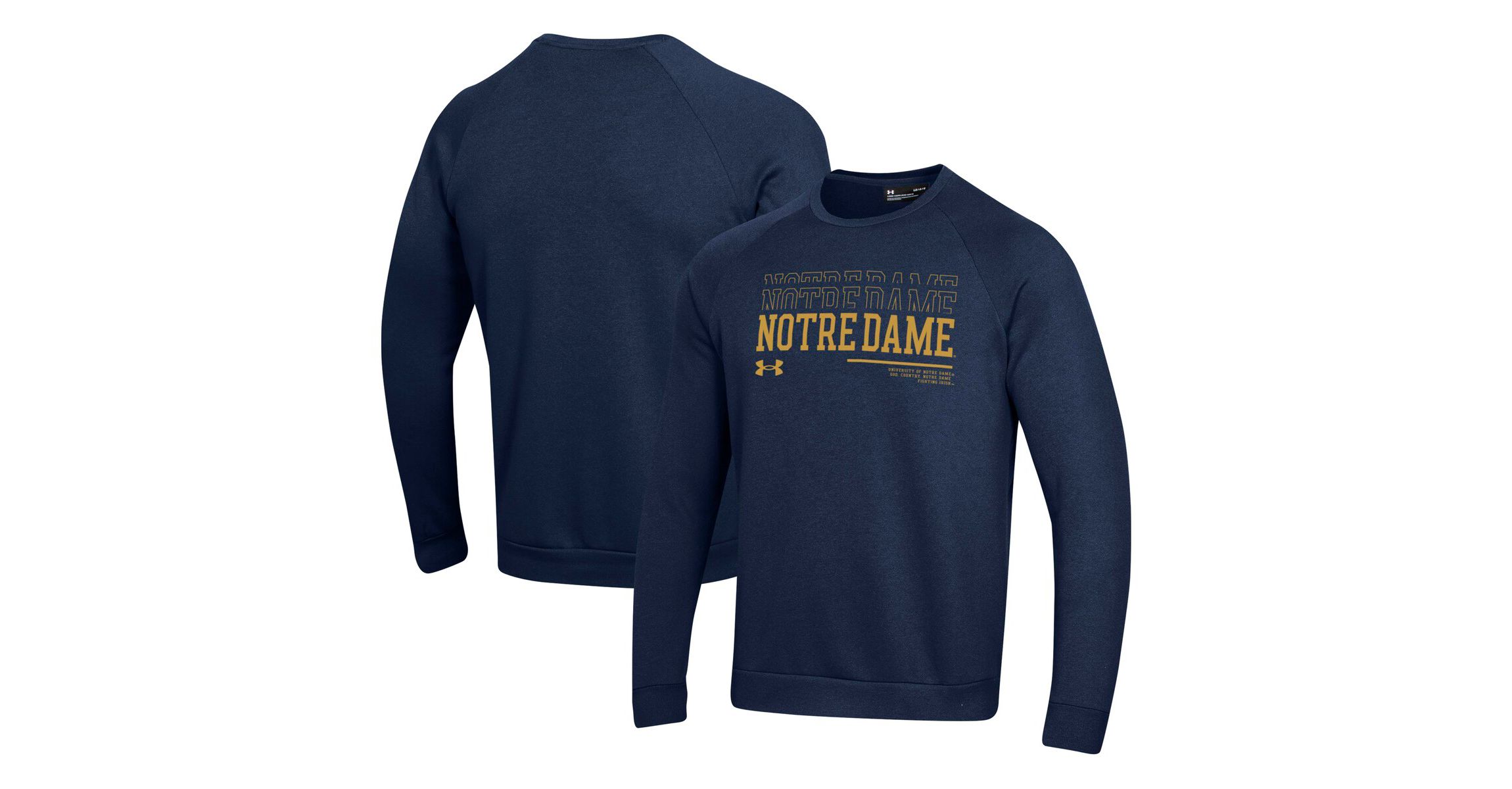 NCAA Under Armour Notre Dame Fighting Irish 2024/25 Sideline Wordmark Rival Raglan Pullover Sweatshirt