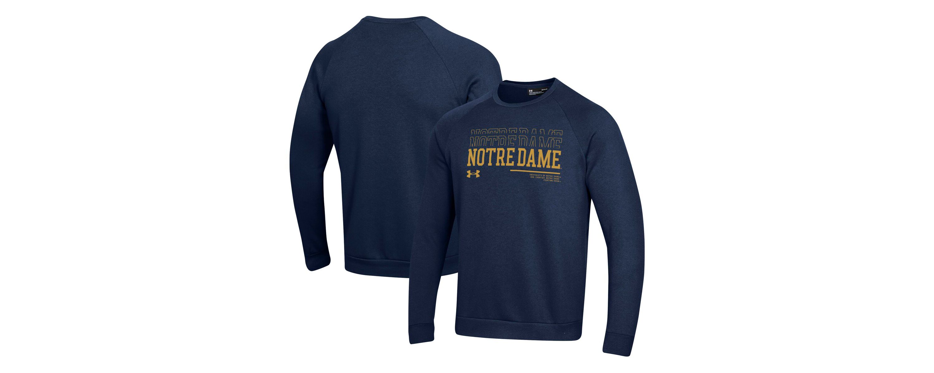 NCAA Under Armour Notre Dame Fighting Irish 2024/25 Sideline Wordmark Rival Raglan Pullover Sweatshirt