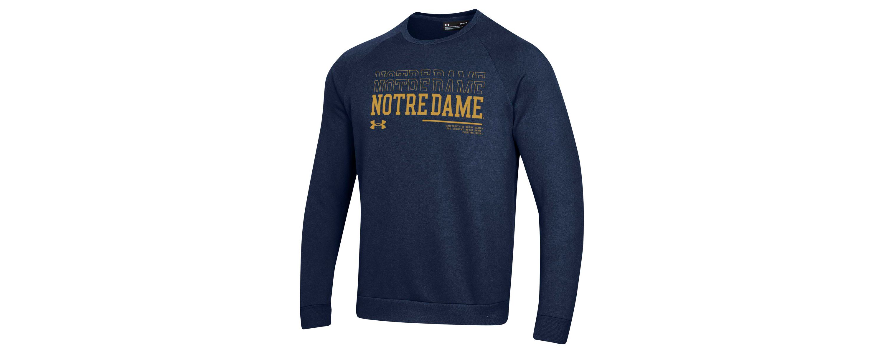 NCAA Under Armour Notre Dame Fighting Irish 2024/25 Sideline Wordmark Rival Raglan Pullover Sweatshirt