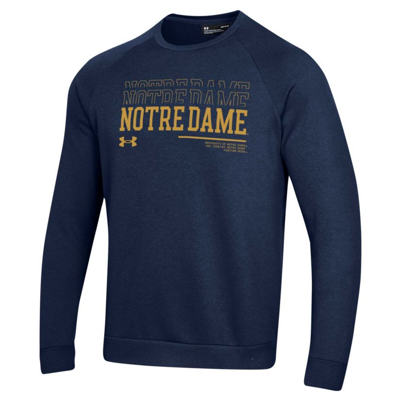 NCAA Under Armour Notre Dame Fighting Irish 2024/25 Sideline Wordmark Rival Raglan Pullover Sweatshirt