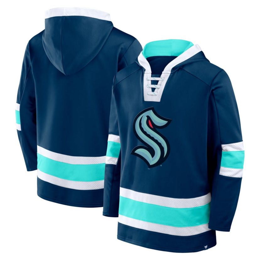 NHL Fanatics Deep Sea Seattle Kraken Inside Line Fleece Pullover Hoodie