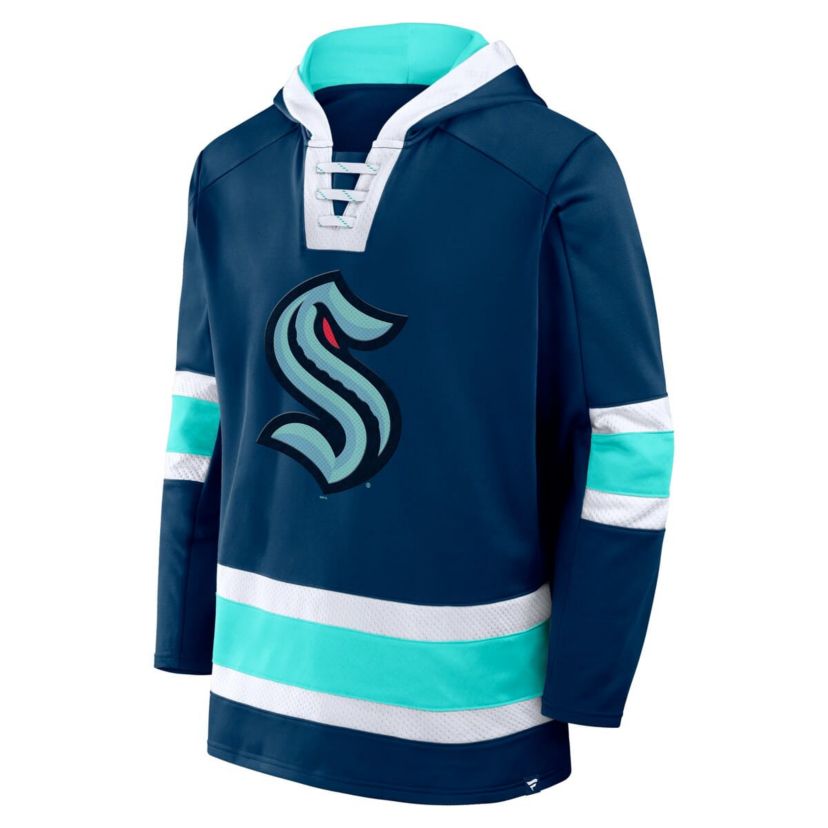 NHL Fanatics Deep Sea Seattle Kraken Inside Line Fleece Pullover Hoodie