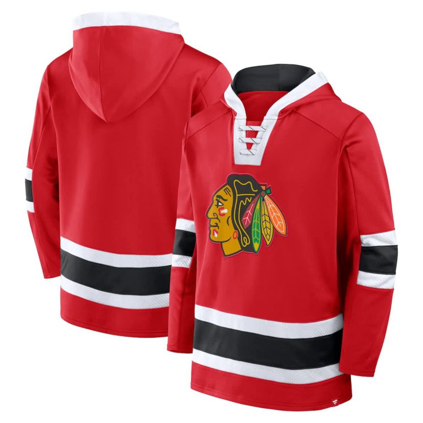 NHL Fanatics Chicago Blackhawks Inside Line Fleece Pullover Hoodie