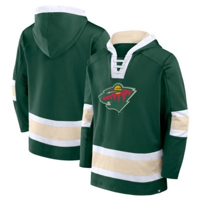 Men's NHL Fanatics Minnesota Wild Inside Line Fleece Pullover Hoodie, Green, Large