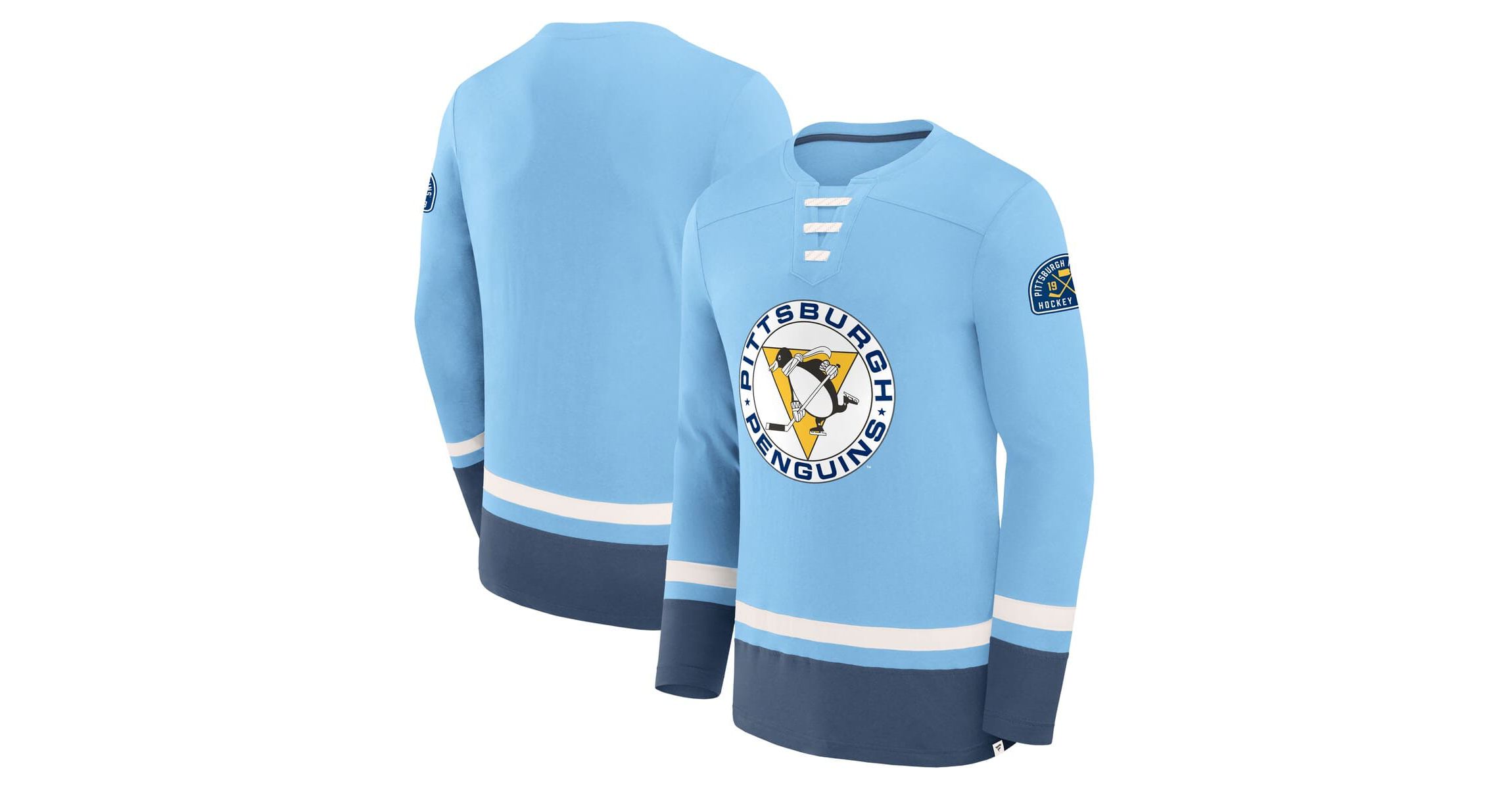 NHL Fanatics Light Pittsburgh Penguins Vintage High Point Long Sleeve T-Shirt